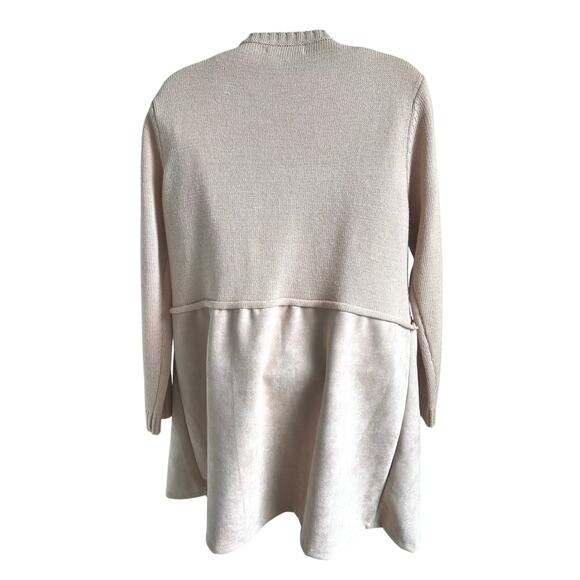 Luxe Boho Blush Cardigan Simply Couture Wool Blend Studded Knit Suede Pockets M - Picture 5 of 7